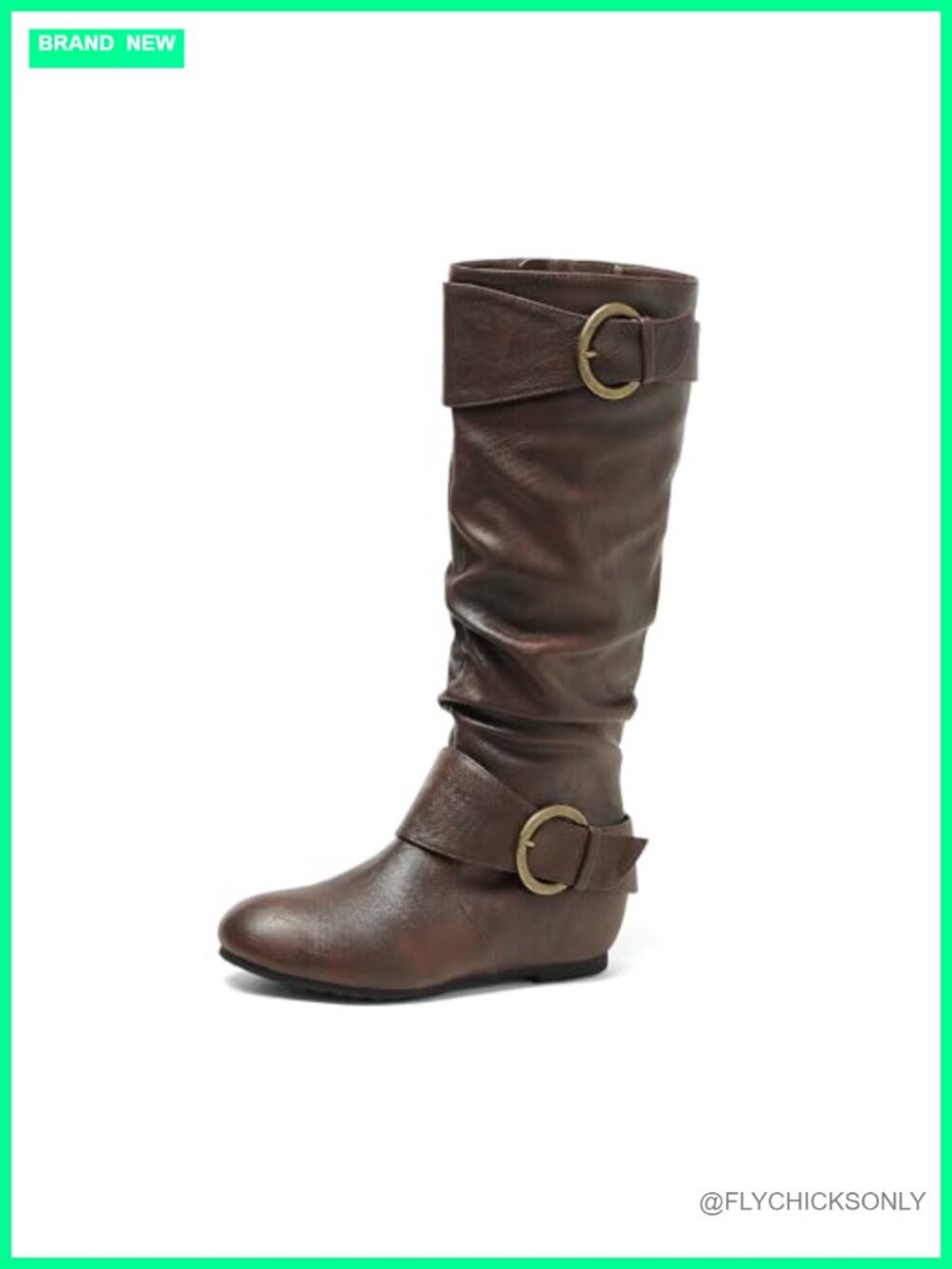 Women's Knee High Low Hidden Wedge Boots Faux Leather Faux Fur Lined Side Zip